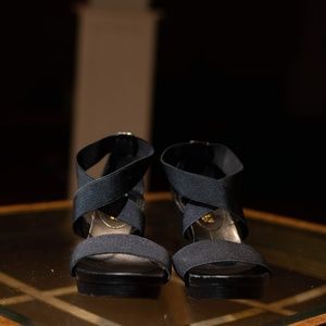 RALPH LAUREN RENEE Women's Black Strappy Wedge San